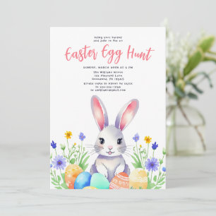 Invitación Acuarela Conejo Conejo Huevos de Pascua