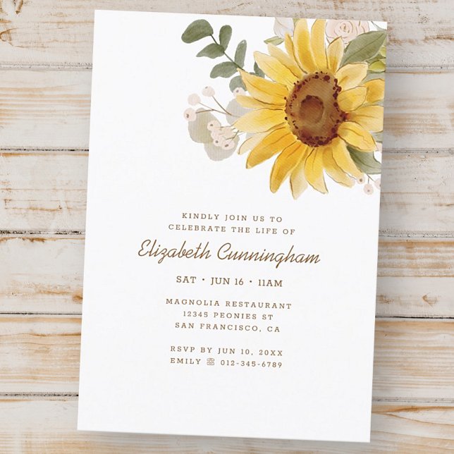 Invitación Acuarela conmemorativa Flores de sol Foliage Botán (Subido por el creador)