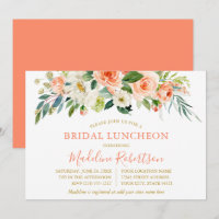 Acuarela Coral Floral Gold Bridal Shower Lunch