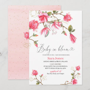 Invitación Acuarela Coral Magnolia Baby Showe