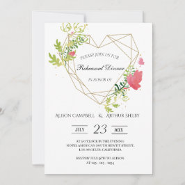 Invitación Acuarela Corazón Floral Marco Ensayo Cena