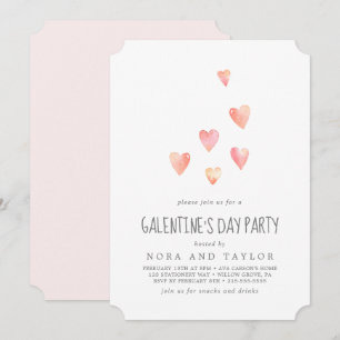 Invitación Acuarela Corazón rosa Galentine's Day Fiesta