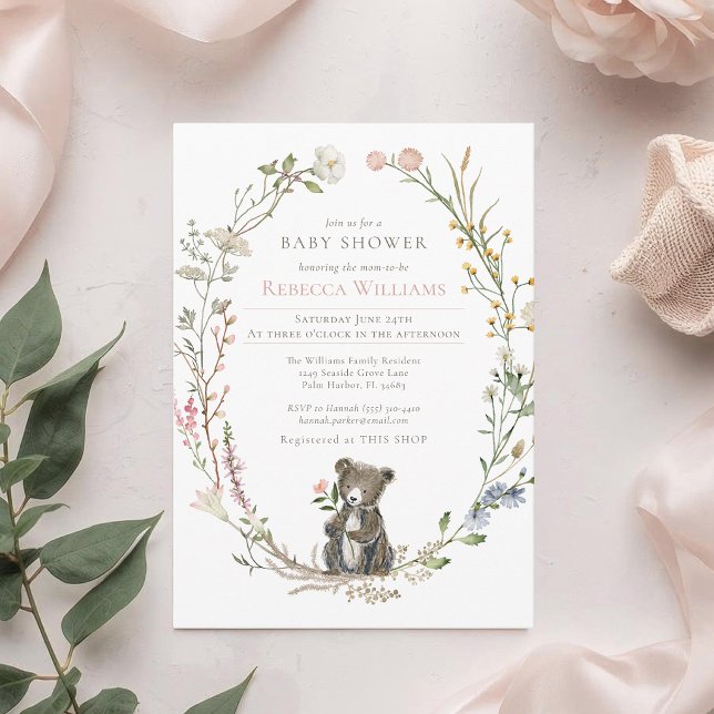 Invitación Acuarela Corona Bosque Oso Shower de Bebé (Subido por el creador)