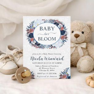 Invitación Acuarela Corona de invierno blanca azul Fiesta de