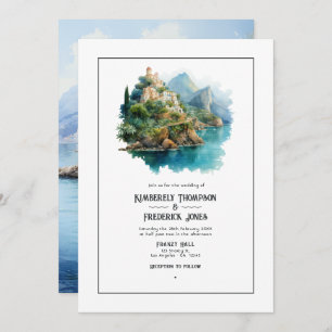 Invitación Acuarela Costa Amalfitana Italia Boda de Destino