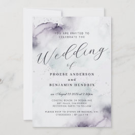 Invitación Acuarela costera Blue Elegant Wedding