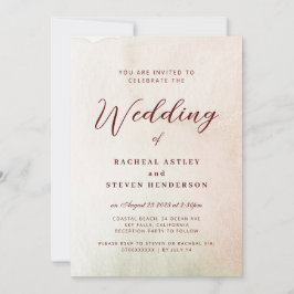 Invitación Acuarela costera Sepia Elegante Boda