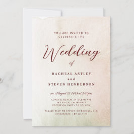 Invitación Acuarela costera Sepia Elegante Boda