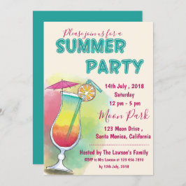 Invitación Acuarela | Cristal de cóctel | Fiesta de verano