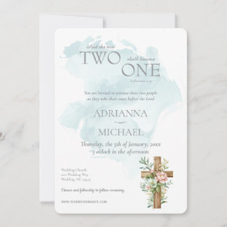Invitación Acuarela Cristiana Dos se Convierten en Uno