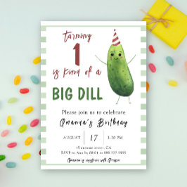Invitación Acuarela Cucumber Big Dill Primer cumpleaños
