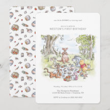 Acuarela Cumpleaños de Winnie the Pooh Picnic Prim