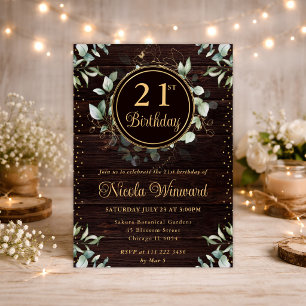 Invitación Acuarela Cumpleaños Verde Eucalipto