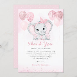 Invitación Acuarela Cute Elephant Baby Shower Gracias