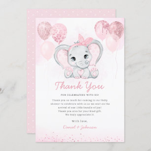 Invitación Acuarela Cute Elephant Baby Shower Gracias
