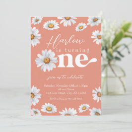 Invitación Acuarela Daisy Un Chica primer cumpleaños