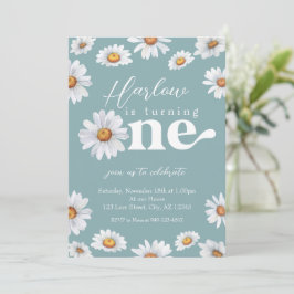 Invitación Acuarela Daisy Un Chica primer cumpleaños