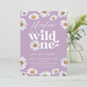 Invitación Acuarela Daisy Wild One Chica primer cumpleaños