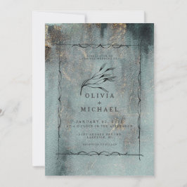Invitación Acuarela de agua teal oceánica moderna con boda de