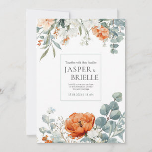 Invitación Acuarela de Amapola de Terracota Elegante Eucalipt