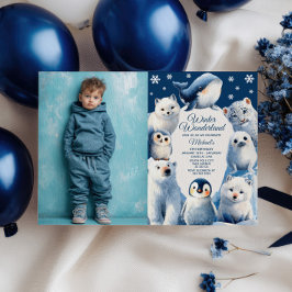 Invitación Acuarela de animales del Ártico Invierno