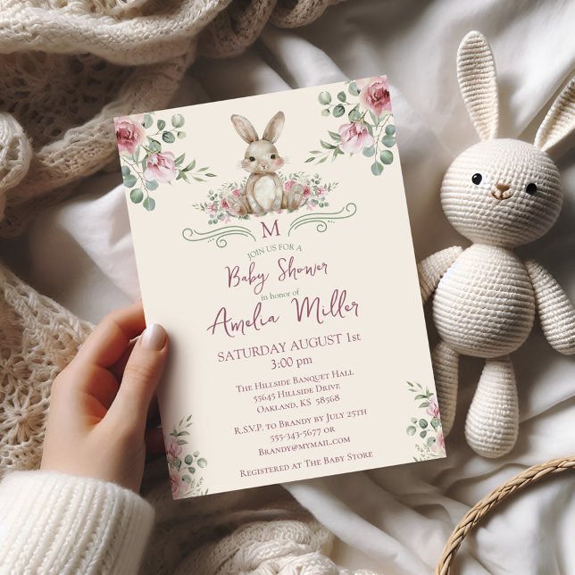 Invitación Acuarela de animales del bosque Bunny Woodland For (Bunny Baby Shower invitation)