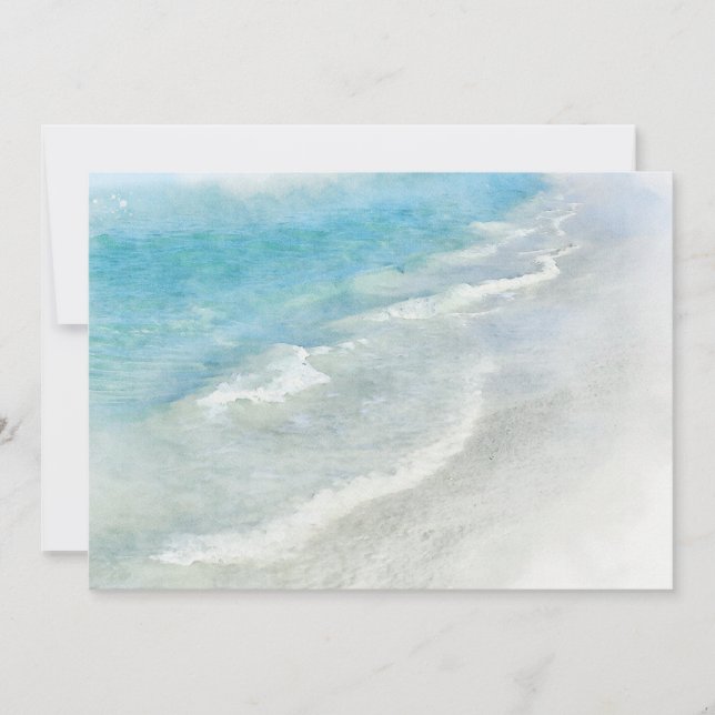 Invitación Acuarela de arena blanca - Aqua Turquoise Verde az (Anverso)