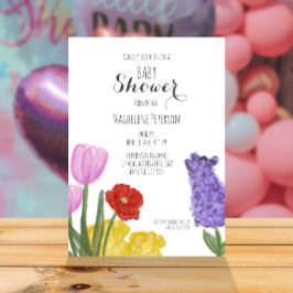 Invitación Acuarela de Baby Shower floral de mano de moda