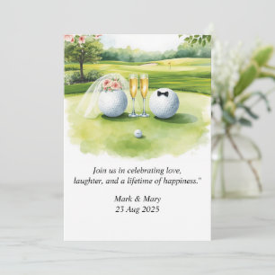 Invitación Acuarela de boda con tema de golf