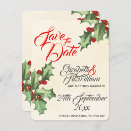 Invitación Acuarela de Boda de Acebo Vintage Save The Date