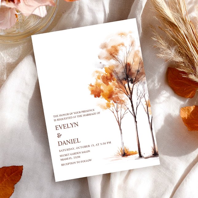 Invitación Acuarela De Boda De Otoño Rústico (Subido por el creador)