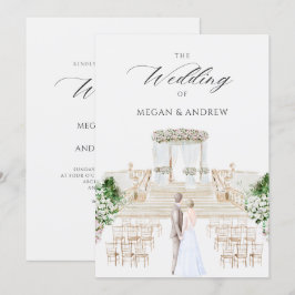 Invitación acuarela de boda elegante y estética
