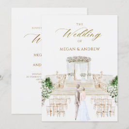 Invitación acuarela de boda elegante y estética