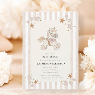 Invitación Acuarela de Caballo para Baby Shower con código QR