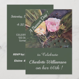 Invitación Acuarela de Cactus rosa y amarillo Cumpleaños Flor