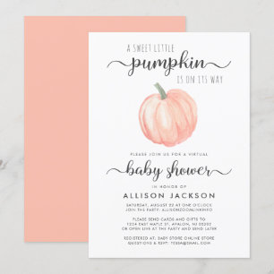 Invitación Acuarela de calabaza de Naranja virtual de Baby Sh
