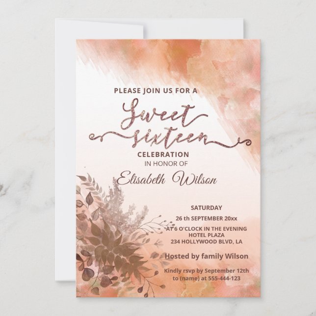 Invitación acuarela de cantalupe rugoso botánico otoñal (Anverso)