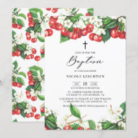 Acuarela de Cerezas Rojas Garland Baptism