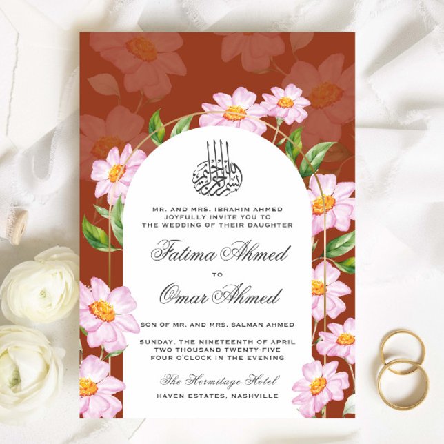 Invitación Acuarela de cobre Boda musulmana bélica (Subido por el creador)