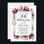 Invitación Acuarela de color morado 30 cumpleaños<br><div class="desc">Más bonito Invitaciones de cumpleaños en la Pequeña Tienda Bayleigh!</div>