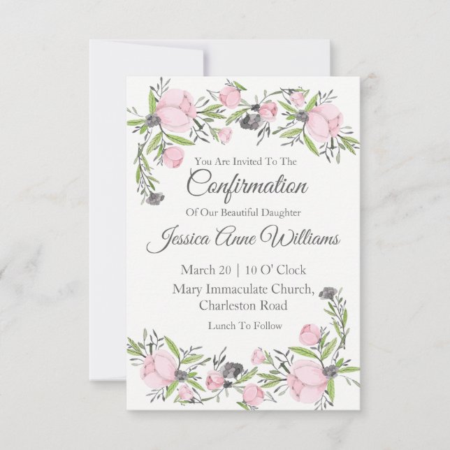 Invitación Acuarela de confirmación (Anverso)