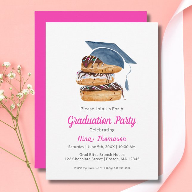 Invitación Acuarela de Donuts con tapón de graduación (Subido por el creador)