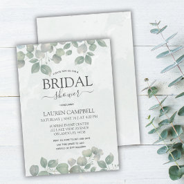 Invitación Acuarela de eucalipto Verde Salvia LLUVIA DE NOVIA