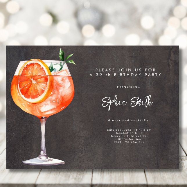 Invitación acuarela de fiesta de cumpleaños de cóctel (Subido por el creador)
