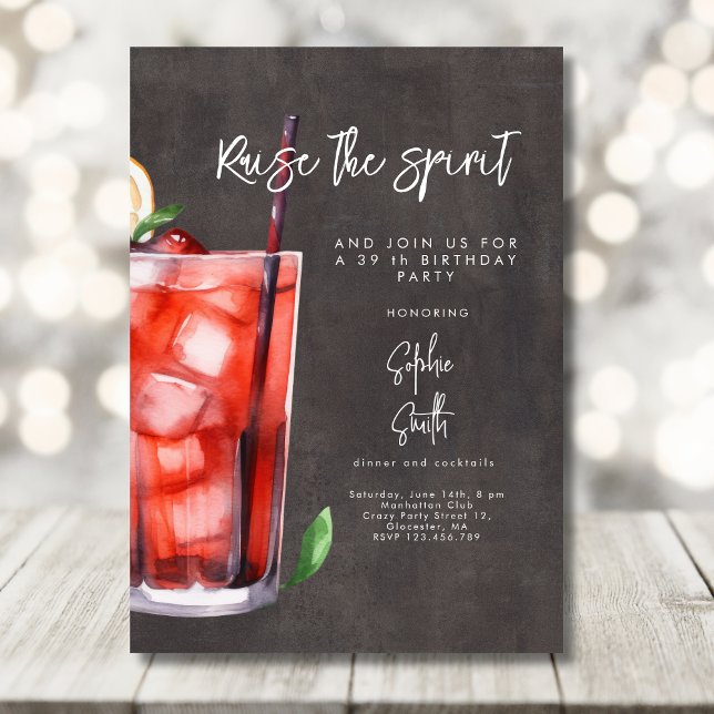 Invitación acuarela de fiesta de cumpleaños de cóctel (Subido por el creador)