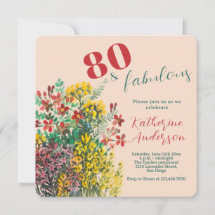 Invitación Acuarela de Flor Silvestre – Cumpleaños 80 y Fabul
