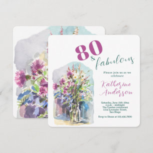 Invitación Acuarela de Flor Silvestre – Cumpleaños 80 y Fabul