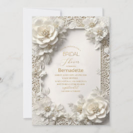 Invitación Acuarela de flores blancas 3D oro  Despedida de so