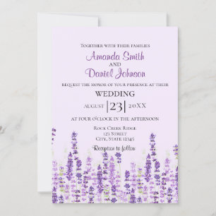Invitación Acuarela de flores púrpuras de lavanda