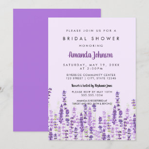 Invitación Acuarela de flores púrpuras de lavanda
